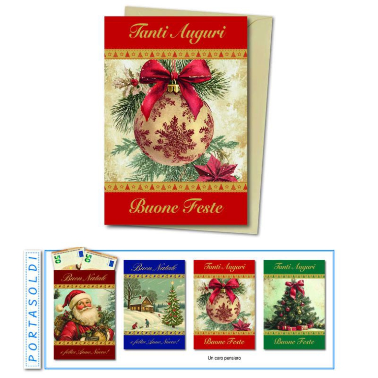 BIGLIETTI NATALE 12X18CM 12PZ PORTASOLDI