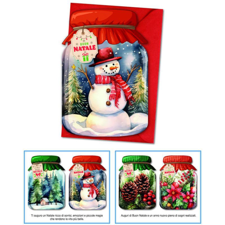 BIGLIETTI NATALE 12X18CM 12PZ SAGOMATO GLITTER