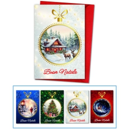BIGLIETTI NATALE 12X18CM 12PZ ORO A CALDO