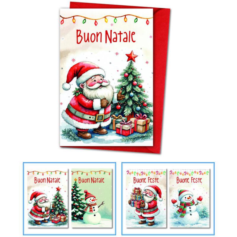 BIGLIETTI NATALE 12X18CM 12PZ GLITTER