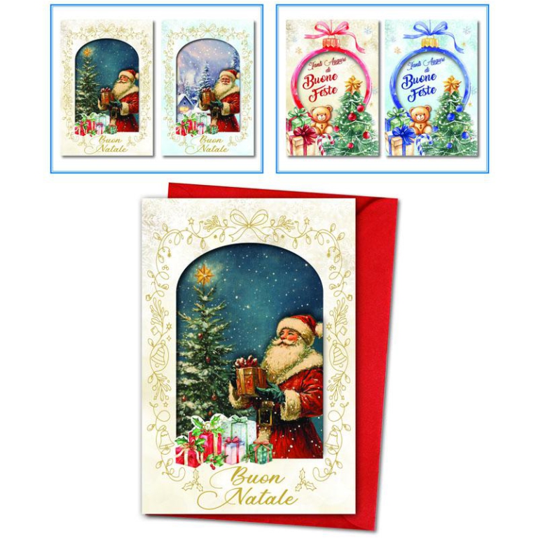 BIGLIETTI NATALE 12X18CM 12PZ CON FINESTRA