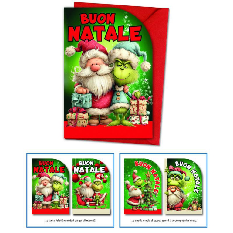 BIGLIETTI NATALE 12X18CM 12PZ GRINCH