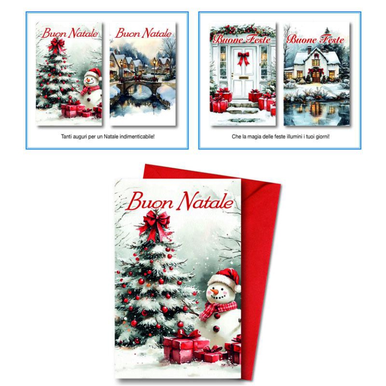 BIGLIETTI NATALE 9X14CM 48PZ GLITTER