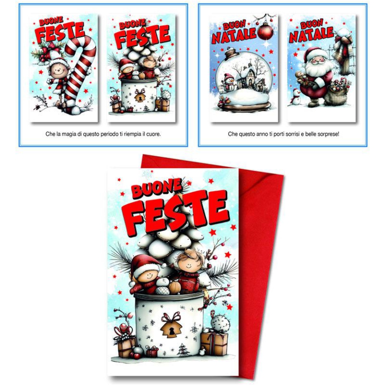 BIGLIETTI NATALE 9X14CM 48PZ GLITTER