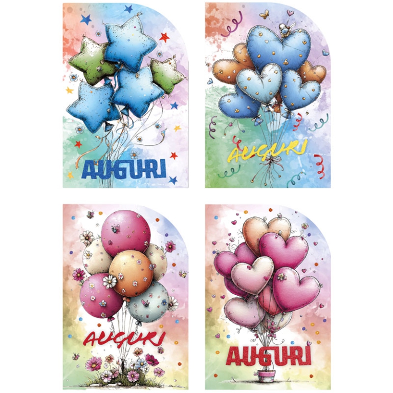 BIGLIETTI AUGURI 12PZ    COMPLEANNO DONNA