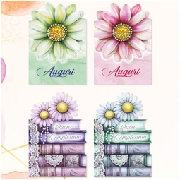 BIGLIETTI AUGURI 12PZ COMPLEANNO DONNA SAG. FIORI