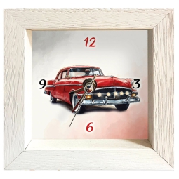 OROLOGIO LEGNO 19X19 BIANCO SOGGETTO AUTOMOBILE