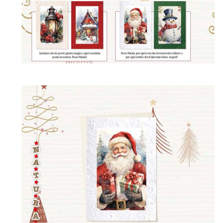 BIGLIETTI AUGURI 12PZ XMAS CARTA KOZO SOGGETTI ASSORTITI