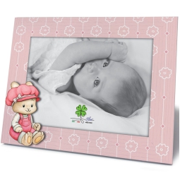 CORNICE 13X18CM IN LEGNO DECORO CONIGLIETTO ROSA