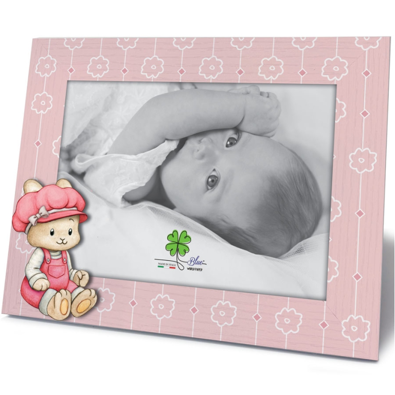 CORNICE 13X18CM IN LEGNO DECORO CONIGLIETTO ROSA