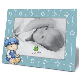 CORNICE 13X18CM IN LEGNO DECORO CONIGLIETTO BLU