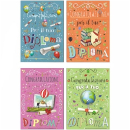BIGLIETTI AUGURI 12PZ    DIPLOMA PORTASOLDI