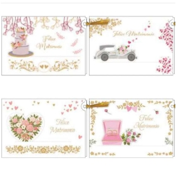 BIGLIETTI AUGURI 12PZ    MATRIMONIO PORTASOLDI