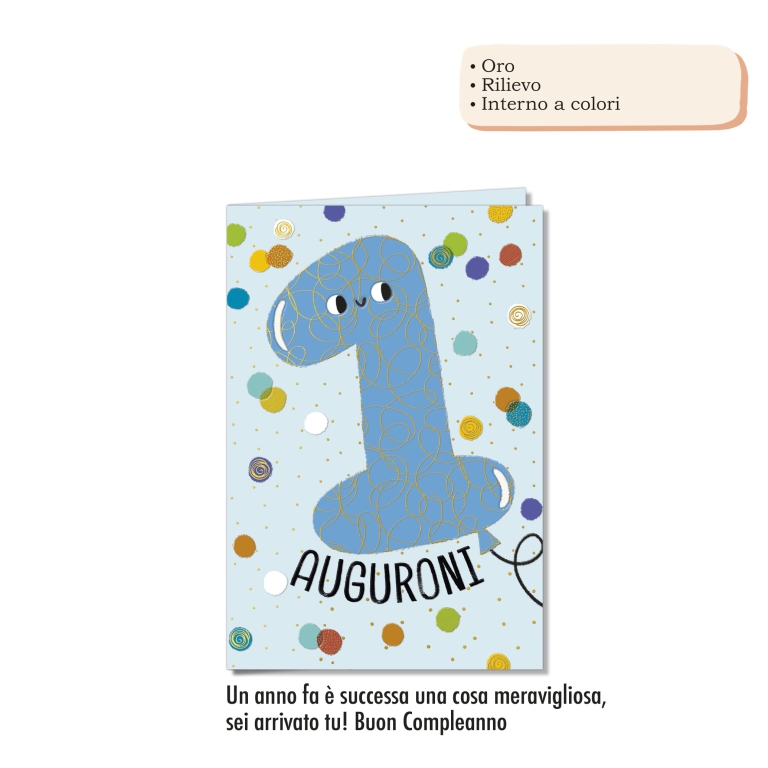 BIGLIETTI AUGURONI 6PZ   NUMERO 1 BIMBO