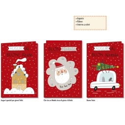 BIGLIETTI NATALE 12X18CM 12PZ SOGGETTI ASSORTITI RILIEVO