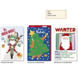 BIGLIETTI NATALE 12X18CM 12PZ SOGGETTI ASSORTITI