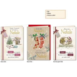BIGLIETTI NATALE 12X18CM 12PZ SOGGETTI ASSORTITI