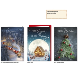 BIGLIETTI NATALE 12X18CM 12PZ SOGGETTI ASSORTITI