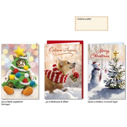BIGLIETTI NATALE 12X18CM 12PZ SOGGETTI ASSORTITI