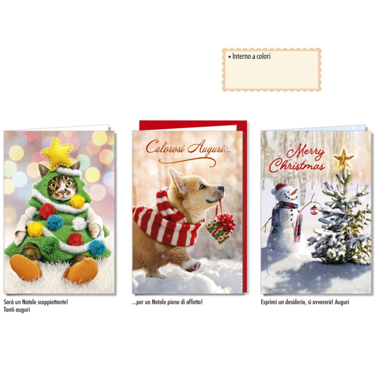BIGLIETTI NATALE 12X18CM 12PZ SOGGETTI ASSORTITI