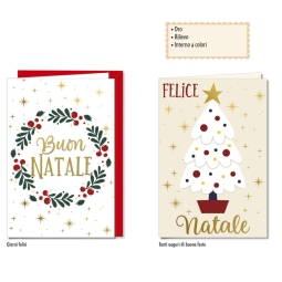 BIGLIETTI NATALE 12X18CM 12PZ SOGGETTI ASSORTITI