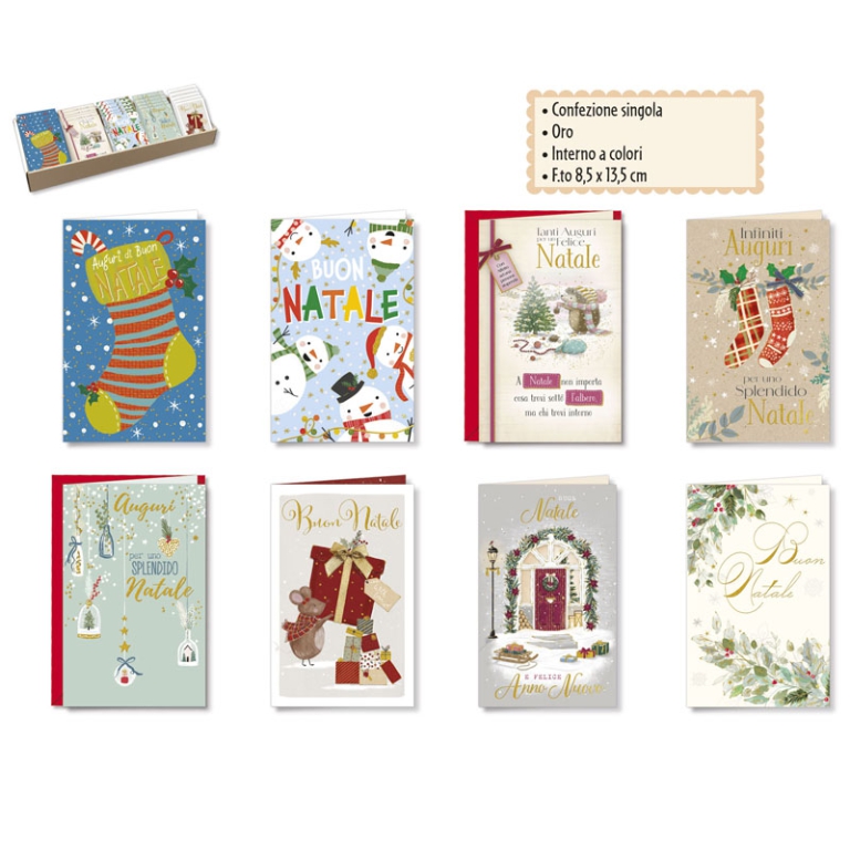 BIGLIETTI NATALE 9X14CM 120PZ SOGGETTI ASSORTITI EXPO