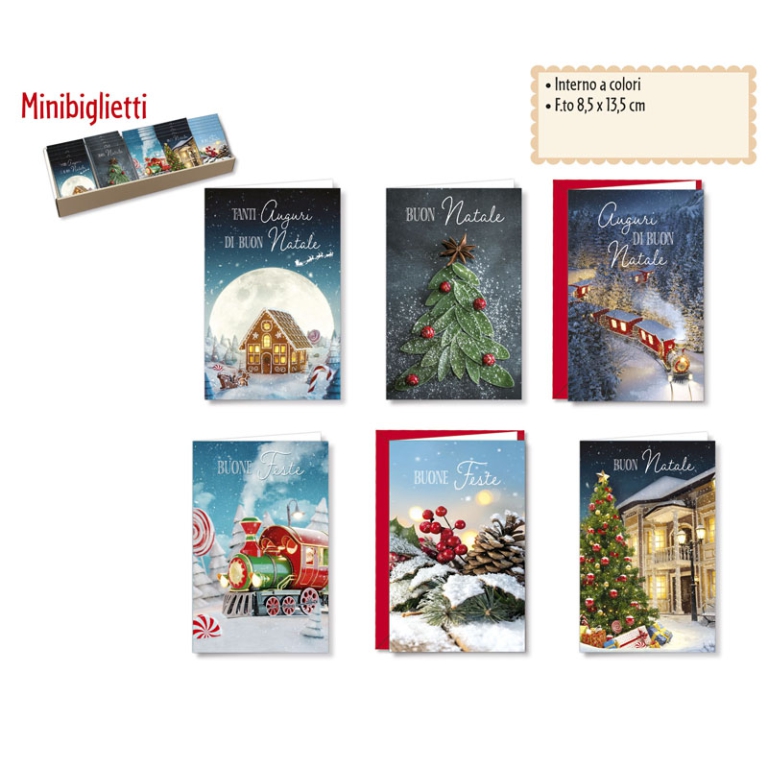 BIGLIETTI NATALE 9X14CM 120PZ SOGGETTI ASSORTITI EXPO
