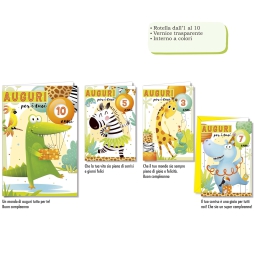 BIGLIETTI AUGURI 12PZ CON ROTELLA 1/10 BIMBI