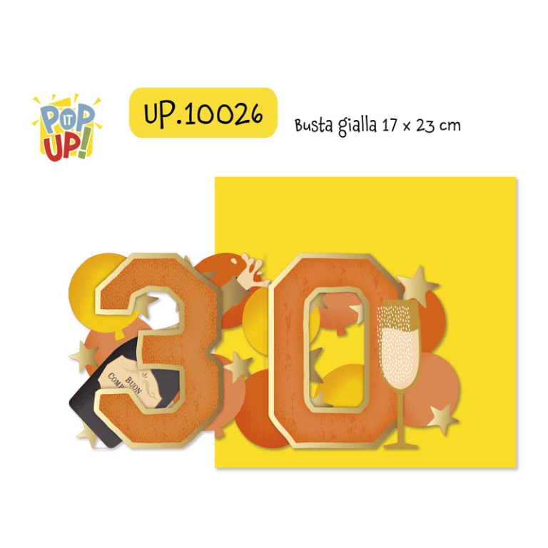 BIGLIETTI POP IT UP 6PZ  30 ANNI
