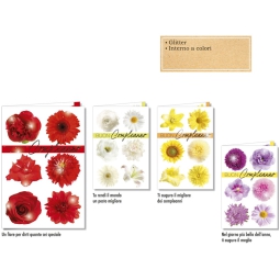 BIGLIETTI AUGURI 12PZ    FIORI SOGGETTI ASSORTITI