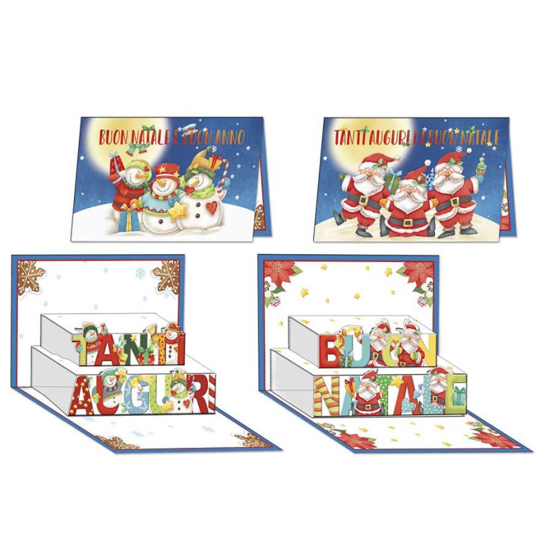 BIGLIETTI NATALE 12PZ    POP UP BABBO NATALE