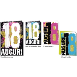 BIGLIETTI AUGURI 12PZ    COMPLEANNO 18 ANNI