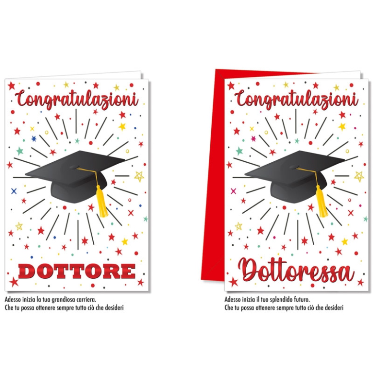 BIGLIETTI AUGURI 12PZ LAUREA CON APPLICAZIONE