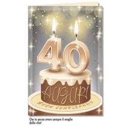 BIGLIETTI AUGURI 6PZ     COMPLEANNO 40 ANNI