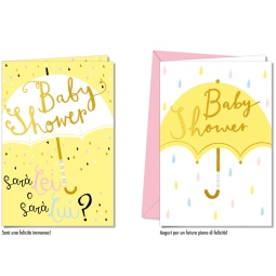BIGLIETTI AUGURI 12PZ    BABY SHOWER ORO