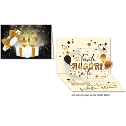 BIGLIETTI AUGURI 6PZ     NUMERO 40 POP-UP