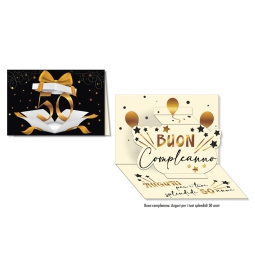 BIGLIETTI AUGURI 6PZ     NUMERO 50 ORO POP UP