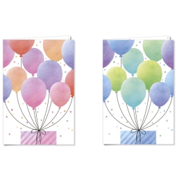 BIGLIETTI AUGURI 6PZ SENZA TESTO PALLONCINI PASTEL