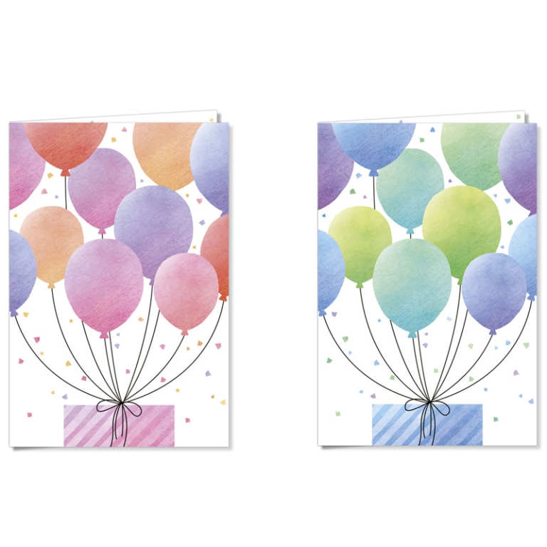 BIGLIETTI AUGURI 6PZ SENZA TESTO PALLONCINI PASTEL