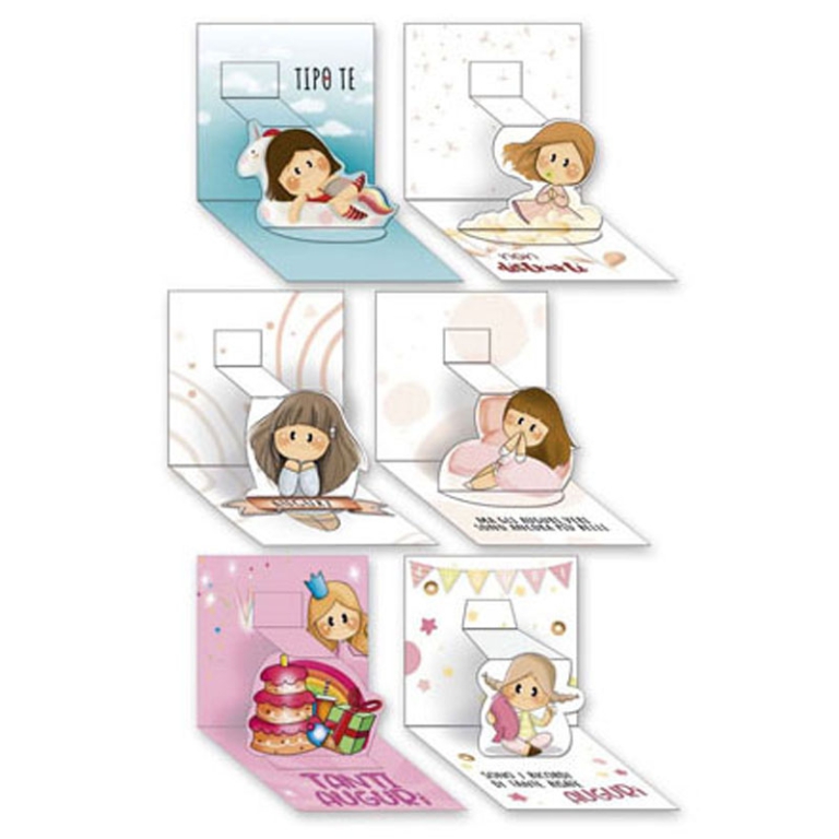 BIGLIETTI MINI POP-UP 8X8CM LE BUBINE SOGGETTI ASSORTITI