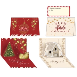 BIGLIETTI XMAS 12PZ      POP-UP SOGGETTI ASSORTITI