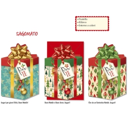 BIGLIETTI XMAS 12PZ SAGOMATO SOGGETTI ASSORTITI