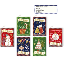 CHIUDIPACCO XMAS 90PZ 5X7CM CON CORDINO ASSORTITI