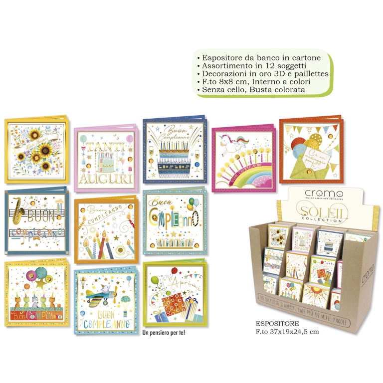 MINI BIGLIETTI SOLEIL 8X8CM 72PZ 6 SOGGETTI EXPO