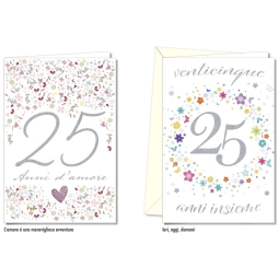 BIGLIETTI AUGURI 12PZ    ANNIVERSARIO 25 ANNI