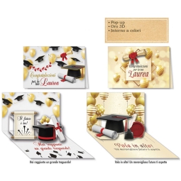 BIGLIETTI AUGURI 12PZ    LAUREA POP-UP