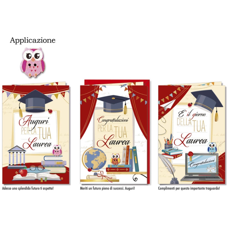 BIGLIETTI AUGURI 12PZ    LAUREA APPLICAZIONE