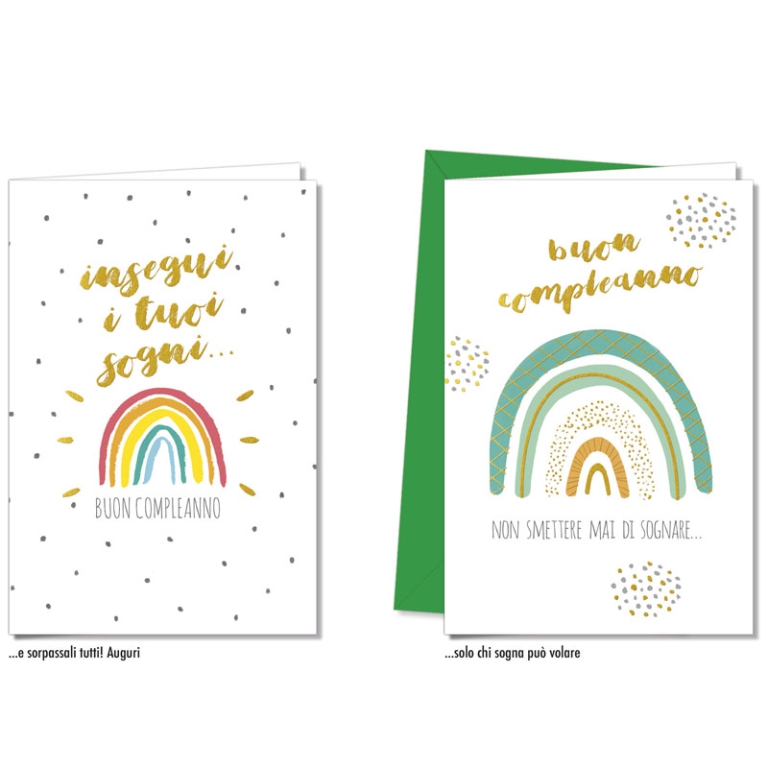 BIGLIETTI AUGURI 12PZ    ARCOBALENO