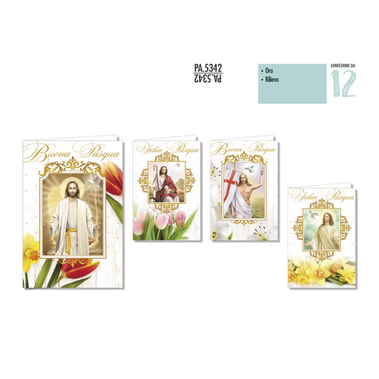 BIGLIETTI AUGURI 12PZ    PASQUA RELIGIOSO