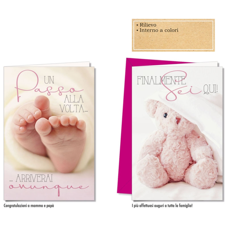 BIGLIETTI AUGURI 12PZ    NASCITA FEMMINILE